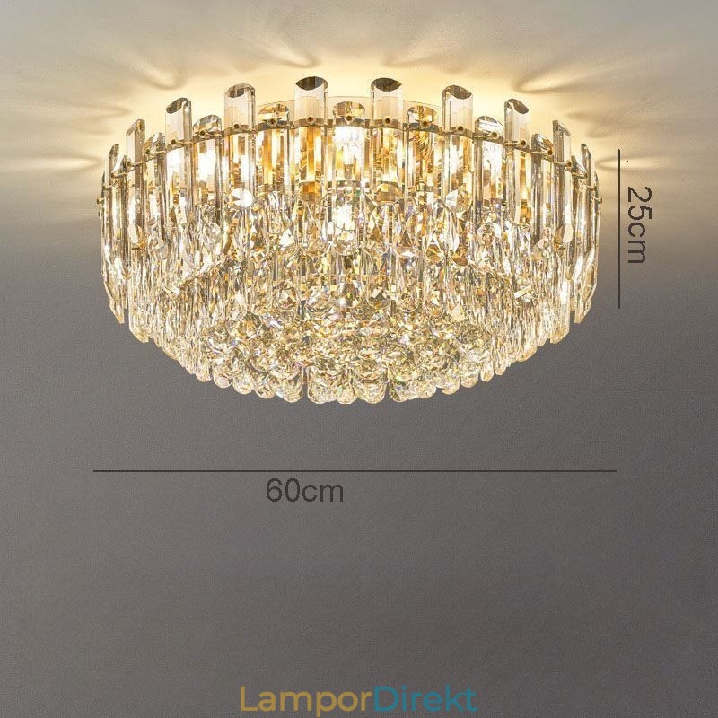 Lyxig Crystal Flush Mount Rund Crystal Dekoration Taklampa