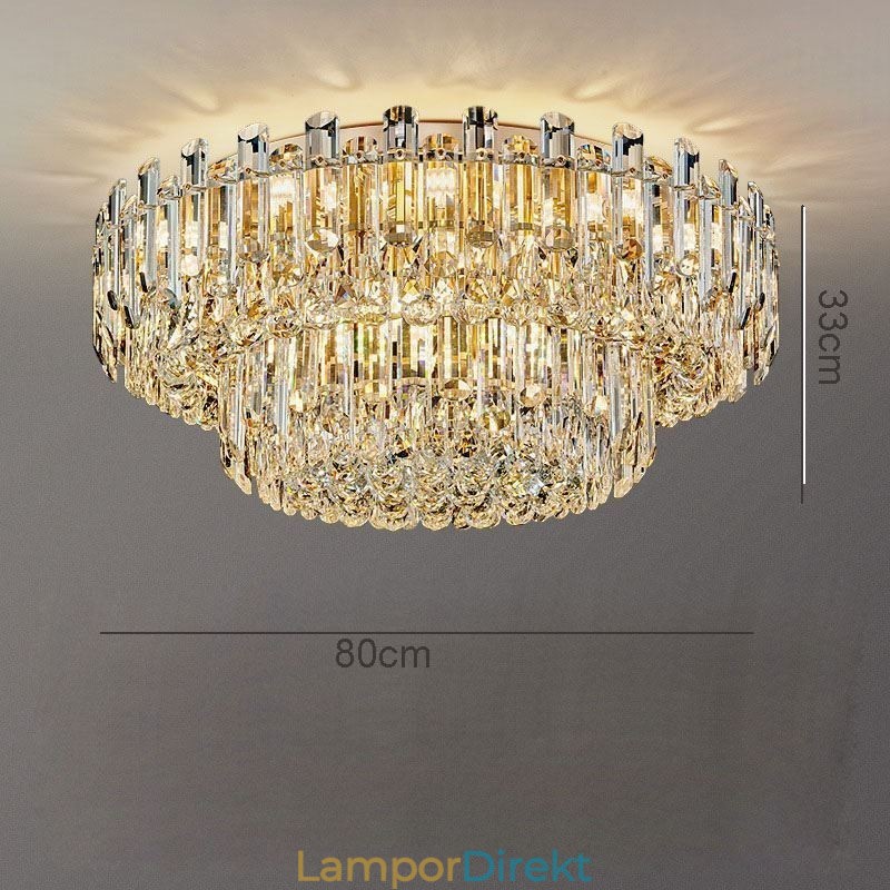 Lyxig Crystal Flush Mount Rund Crystal Dekoration Taklampa