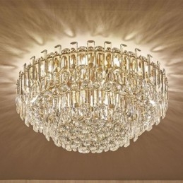 Lyxig Crystal Flush Mount Rund Crystal Dekoration Taklampa