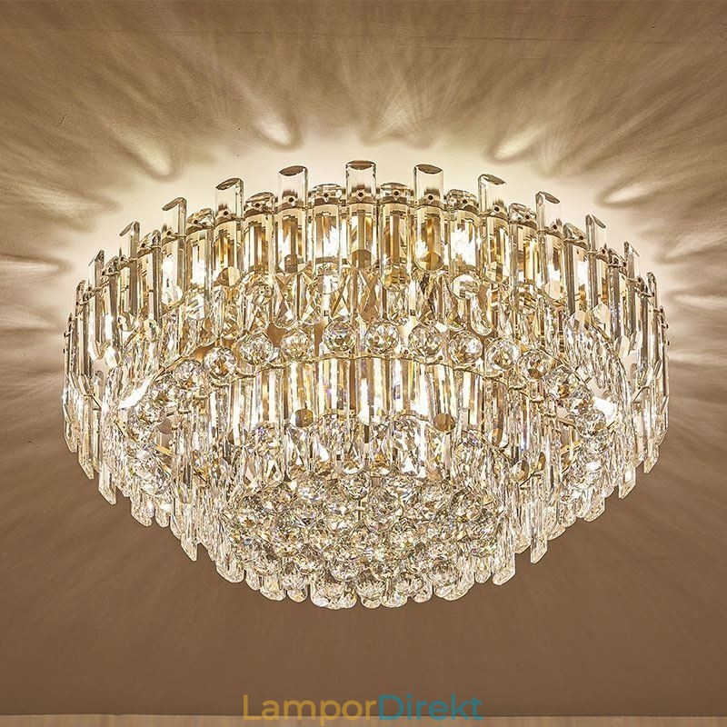 Lyxig Crystal Flush Mount Rund Crystal Dekoration Taklampa