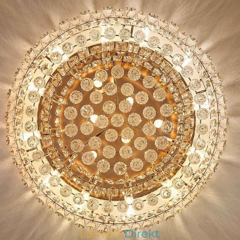 Lyxig Crystal Flush Mount Rund Crystal Dekoration Taklampa