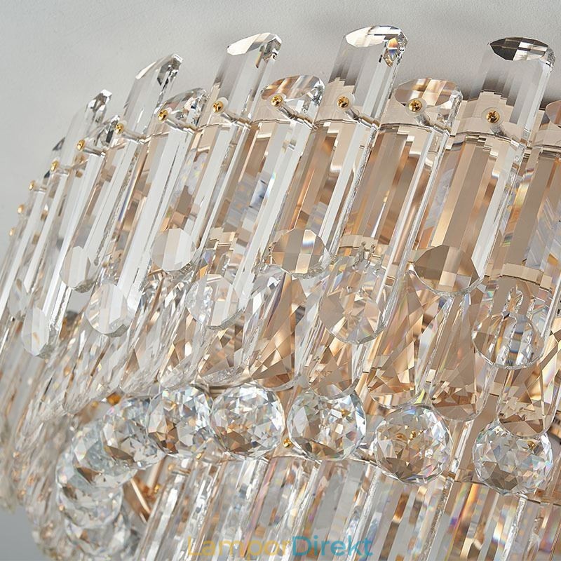 Lyxig Crystal Flush Mount Rund Crystal Dekoration Taklampa