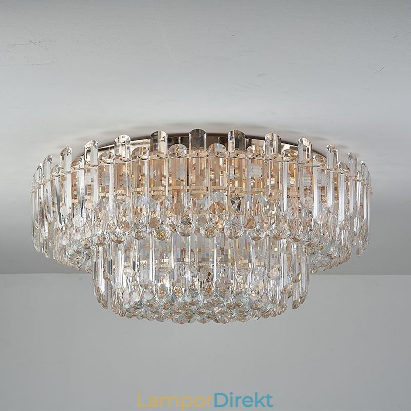 Lyxig Crystal Flush Mount Rund Crystal Dekoration Taklampa