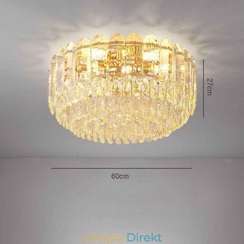Crystal Flush Mount Rund Crystal Dekoration Takbelysningsarmaturer