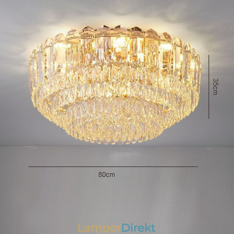 Crystal Flush Mount Rund Crystal Dekoration Takbelysningsarmaturer