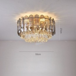 Crystal Flush Mount Smoky Grey Rund Kristalldekoration Taklampa