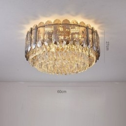 Crystal Flush Mount Smoky Grey Rund Kristalldekoration Taklampa