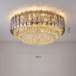 Crystal Flush Mount Smoky Grey Rund Kristalldekoration Taklampa