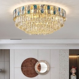 Crystal Flush Mount Rund Crystal Dekoration Taklampa Crystal Shell Lampskärm