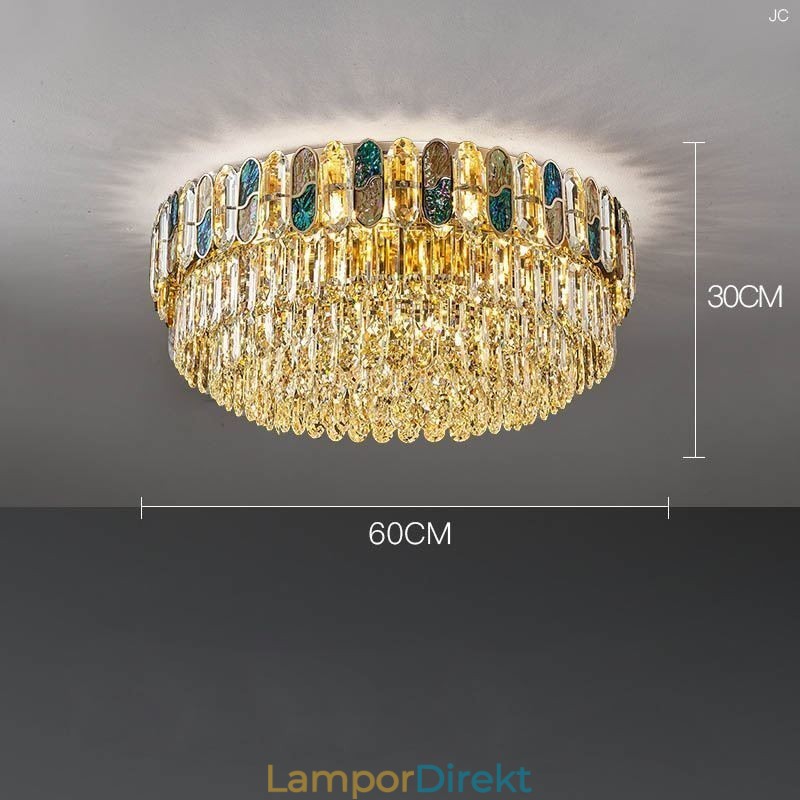 Crystal Flush Mount Rund Crystal Dekoration Taklampa Crystal Shell Lampskärm
