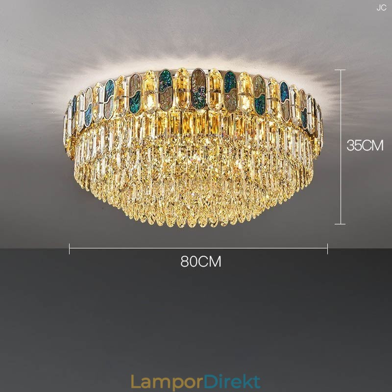 Crystal Flush Mount Rund Crystal Dekoration Taklampa Crystal Shell Lampskärm