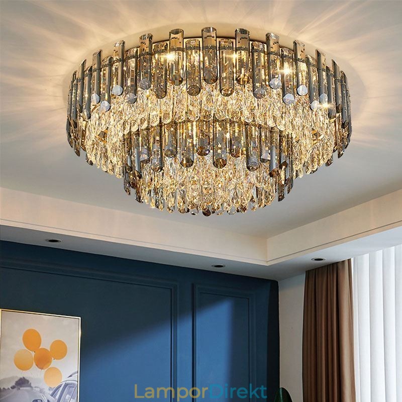 Crystal Flush Mount Enkel Modern Rund Taklampa Matsalslampa