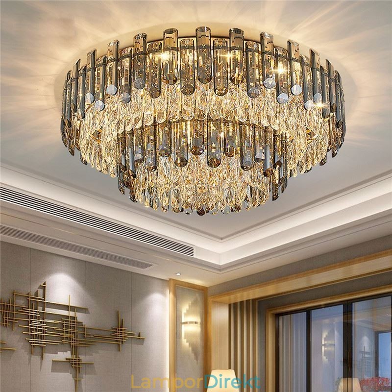 Crystal Flush Mount Enkel Modern Rund Taklampa Matsalslampa