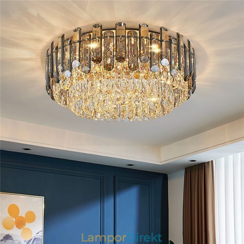 Crystal Ceiling Light Enkel Modern Round Flush Mount Dekorativ Light