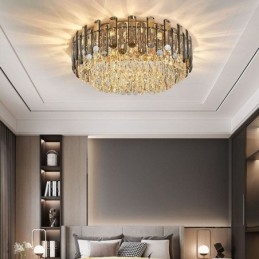 Crystal Ceiling Light Enkel Modern Round Flush Mount Dekorativ Light