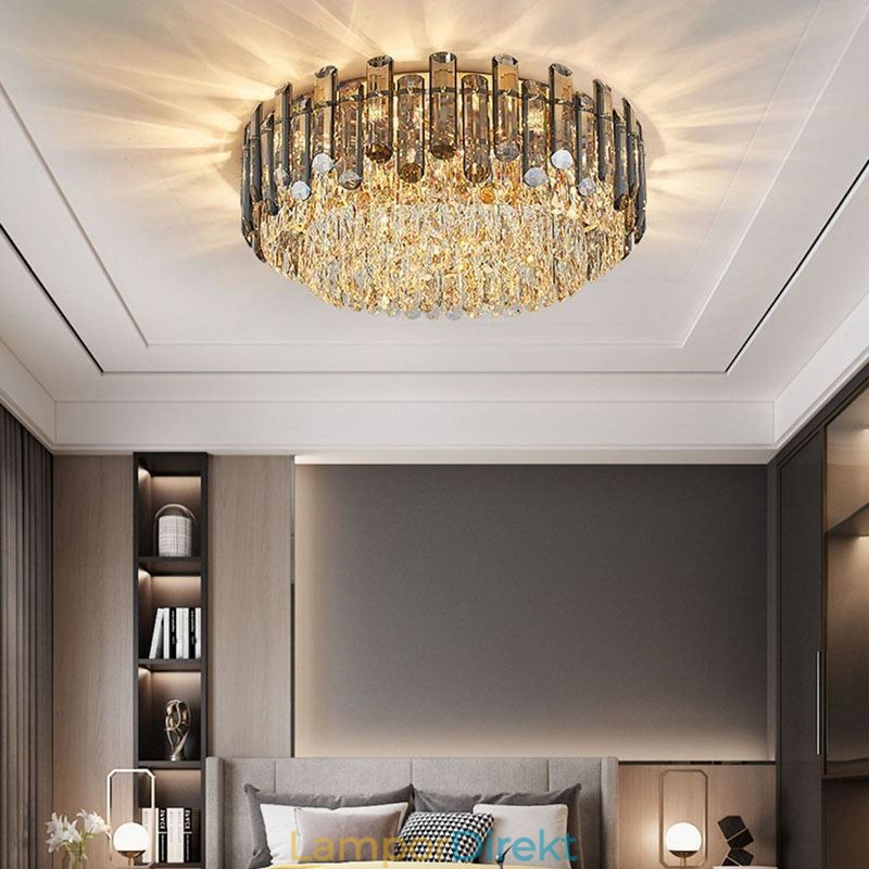 Crystal Ceiling Light Enkel Modern Round Flush Mount Dekorativ Light