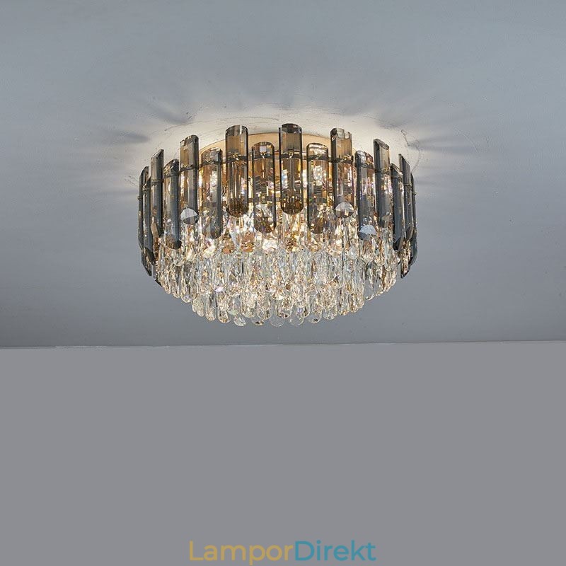 Crystal Ceiling Light Enkel Modern Round Flush Mount Dekorativ Light