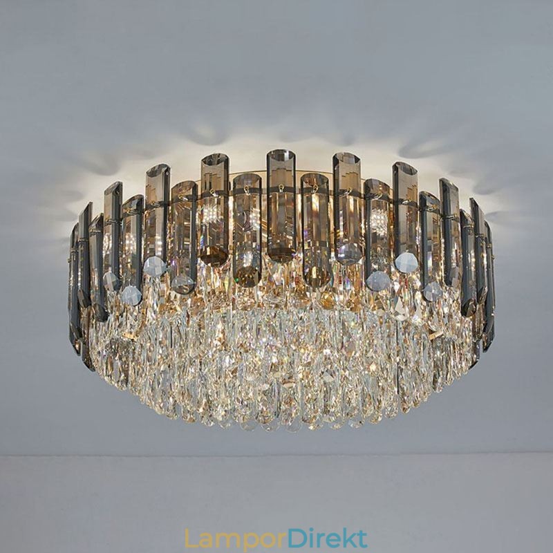 Crystal Ceiling Light Enkel Modern Round Flush Mount Dekorativ Light