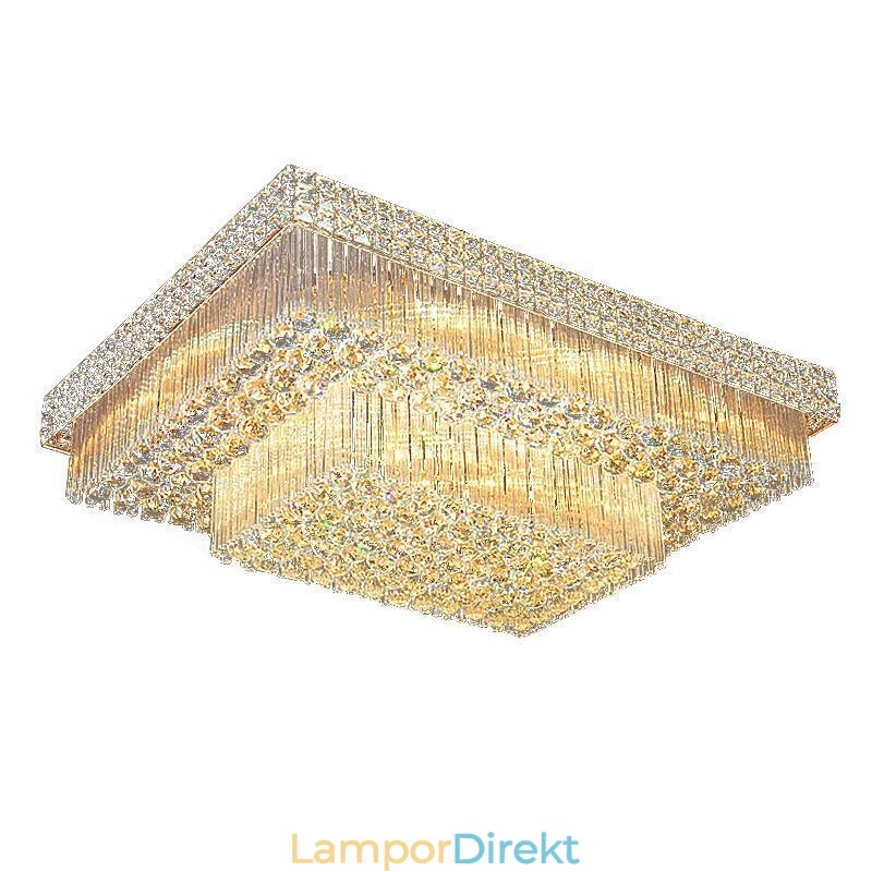 Europeisk Flush Mount Fyrkantig Kristallkrona