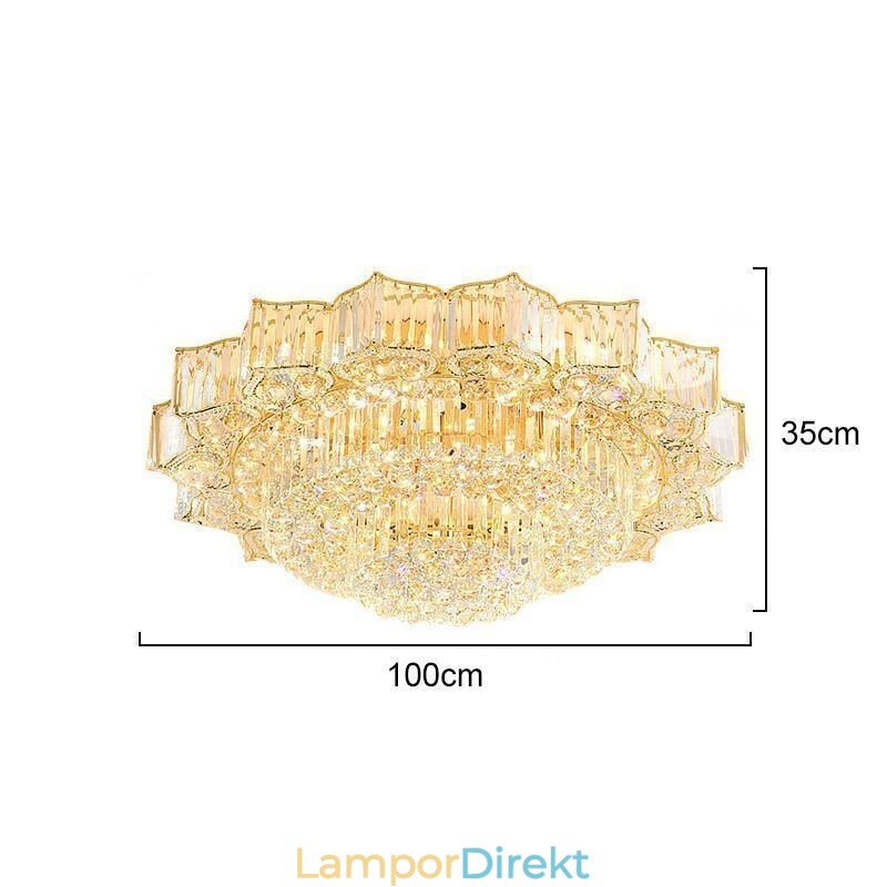 Elegant Infälld Rund Kristallkrona Blomformad