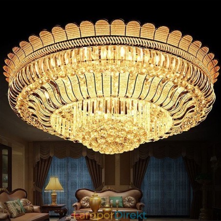 Lyxig Kristalltaklampa Guld Flush Mount Rund Belysning Lyxig Kristalltaklampa Guld Flush Mount Rund Belysning
