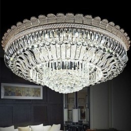 Lyxig Kristalltaklampa Guld Flush Mount Rund Belysning