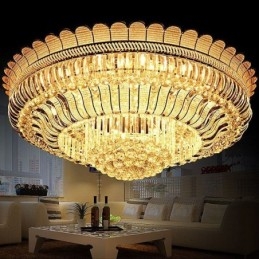 Lyxig Kristalltaklampa Guld Flush Mount Rund Belysning