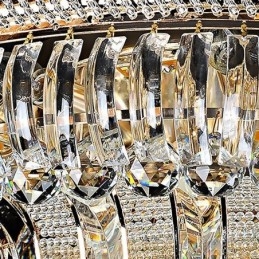 Lyxig Kristalltaklampa Guld Flush Mount Rund Belysning