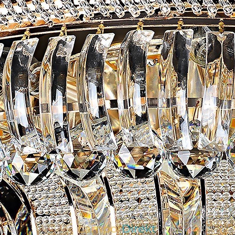 Lyxig Kristalltaklampa Guld Flush Mount Rund Belysning