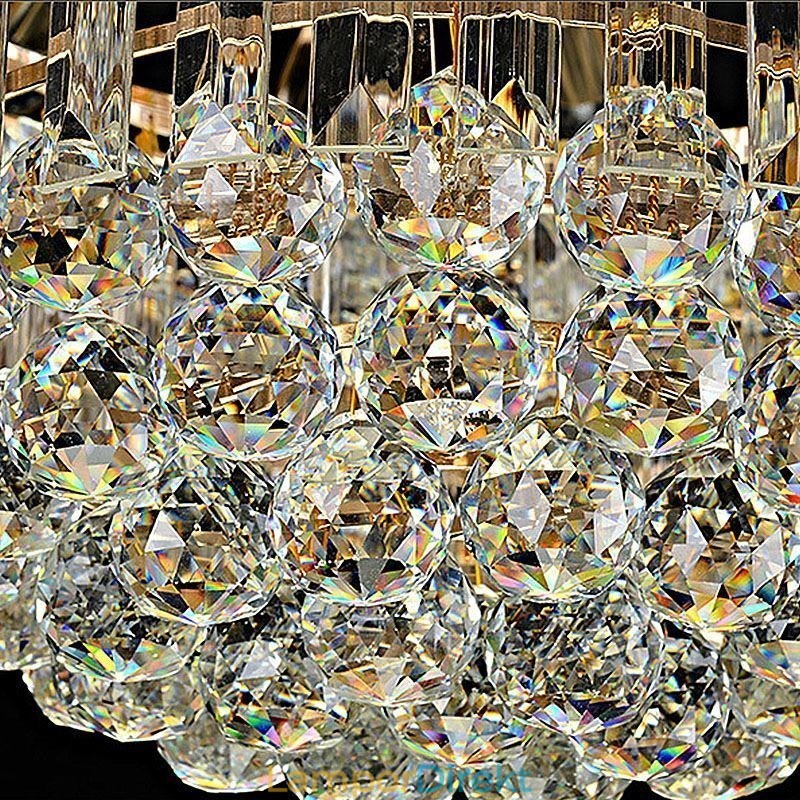 Lyxig Kristalltaklampa Guld Flush Mount Rund Belysning