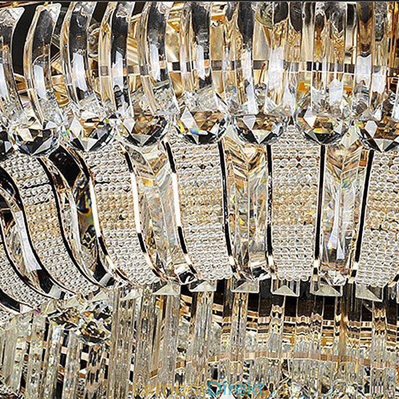 Lyxig Kristalltaklampa Guld Flush Mount Rund Belysning