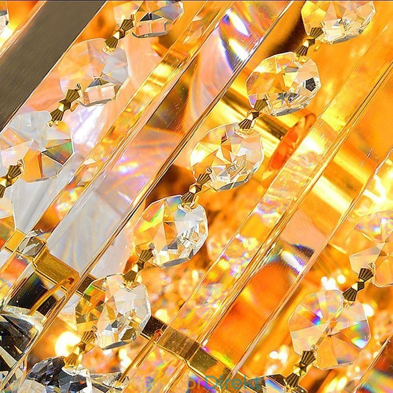Graciös Infällt Ljus Guld Kristall Taklampa