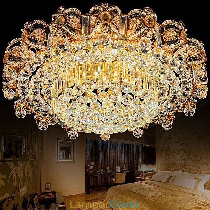European Flush Mount Crystal Ceiling Light