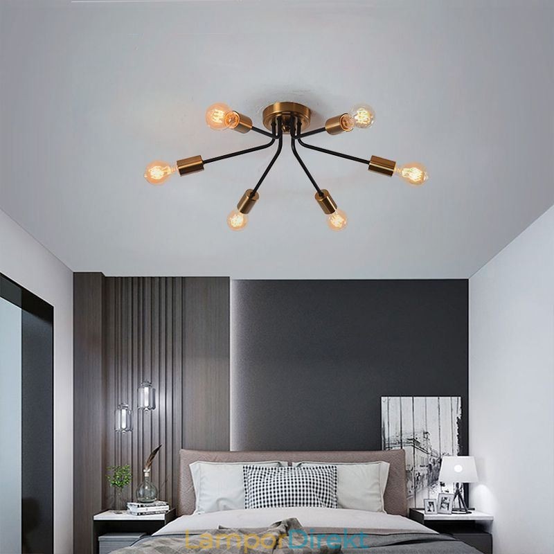 Sputnik Ljuskrona 6 Ljus Semi Flush Mount Taklampa