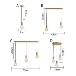 Nordic Brass 3 Pendel Cluster Light Island Creative Minimalistisk Ljusarmatur
