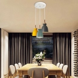 Nordic Simple Macaron Pendellampa Iron Arti Three Lights