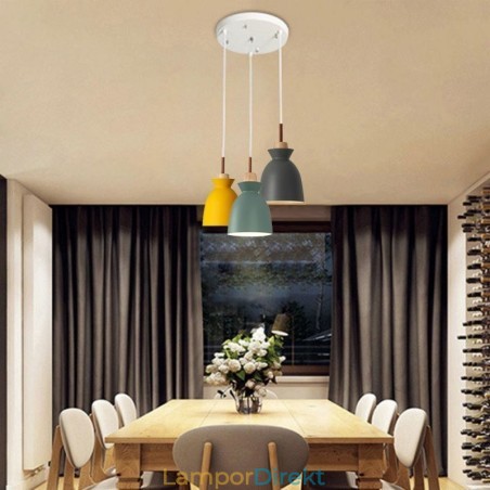 Nordic Simple Macaron Pendellampa Iron Arti Three Lights Nordic Simple Macaron Pendellampa Iron Arti Three Lights