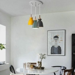 Nordic Simple Macaron Pendellampa Iron Arti Three Lights