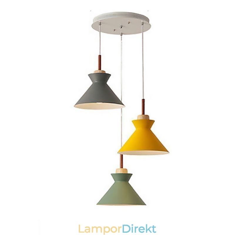 Nordic Macaron Island 3 Light Pendel Lighting Simple Iron Arti Three Lights