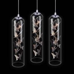 Glas Pendelljus Creative Nordic Cylinder Lampa Butterfly Light