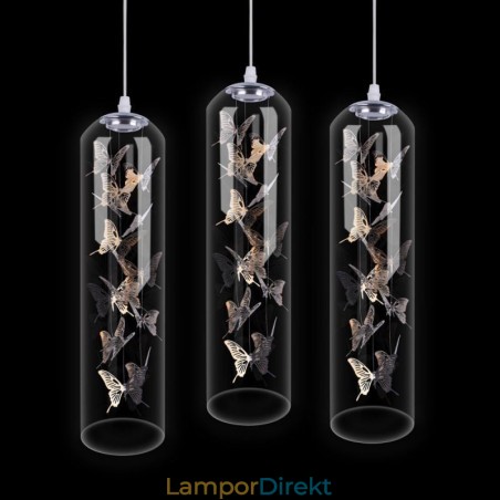 Glas Pendelljus Creative Nordic Cylinder Lampa Butterfly Light Glas Pendelljus Creative Nordic Cylinder Lampa Butterfly Light