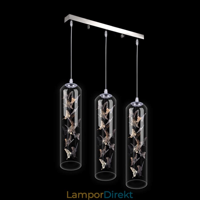 Glas Pendelljus Creative Nordic Cylinder Lampa Butterfly Light