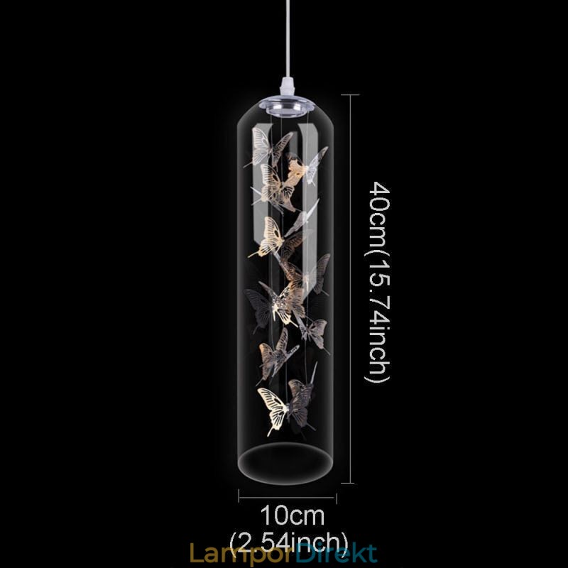 Glas Pendelljus Creative Nordic Cylinder Lampa Butterfly Light