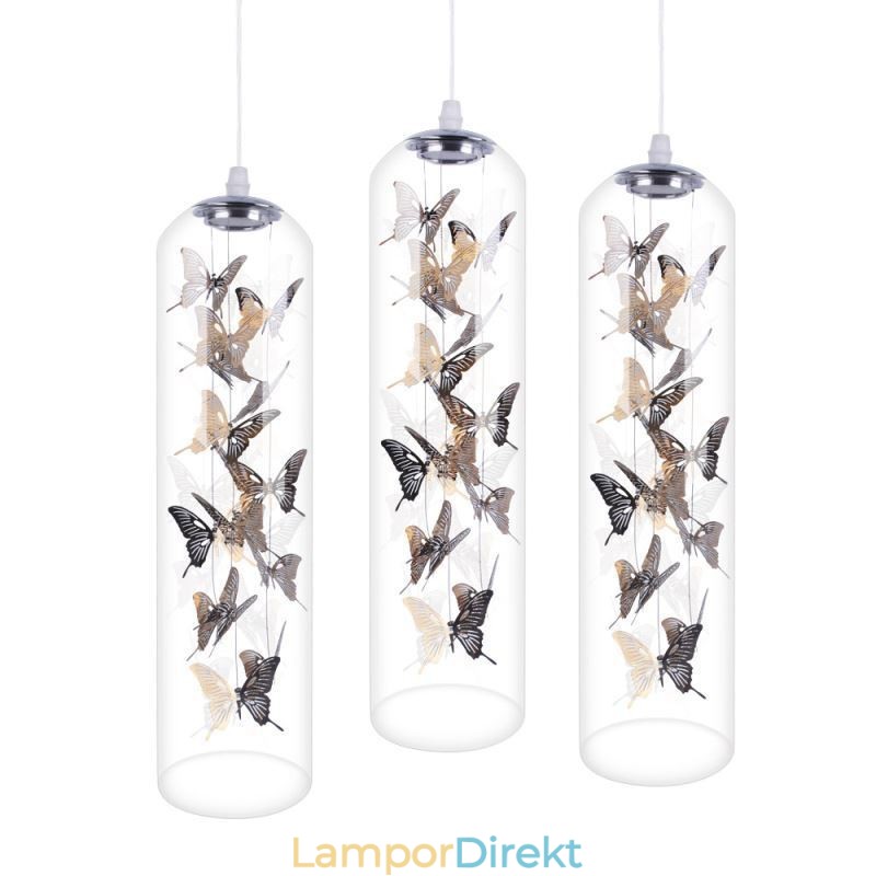 Glas Pendelljus Creative Nordic Cylinder Lampa Butterfly Light
