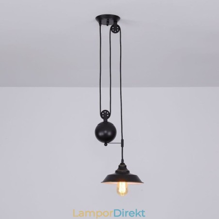 Industrial Farmhouse Pulley Pendelljus Infällbar Design Justerbar Höjd