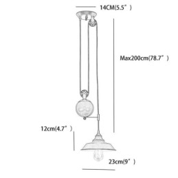 Industrial Farmhouse Pulley Pendelljus Infällbar Design Justerbar Höjd