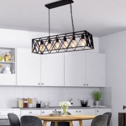 Rustik Rektangulär Hänglampa 6 Ljus Bondgård Hängande Ljus