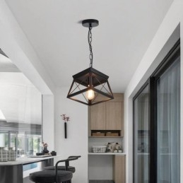 Vintage Trapetsformad Taklampa Metall Svart Taklampa