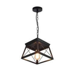 Vintage Trapetsformad Taklampa Metall Svart Taklampa