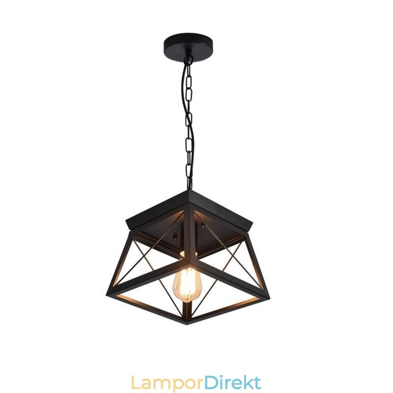 Vintage Trapetsformad Taklampa Metall Svart Taklampa
